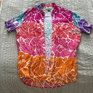 Farm Rio Colorful Floral Button-Up Shirt